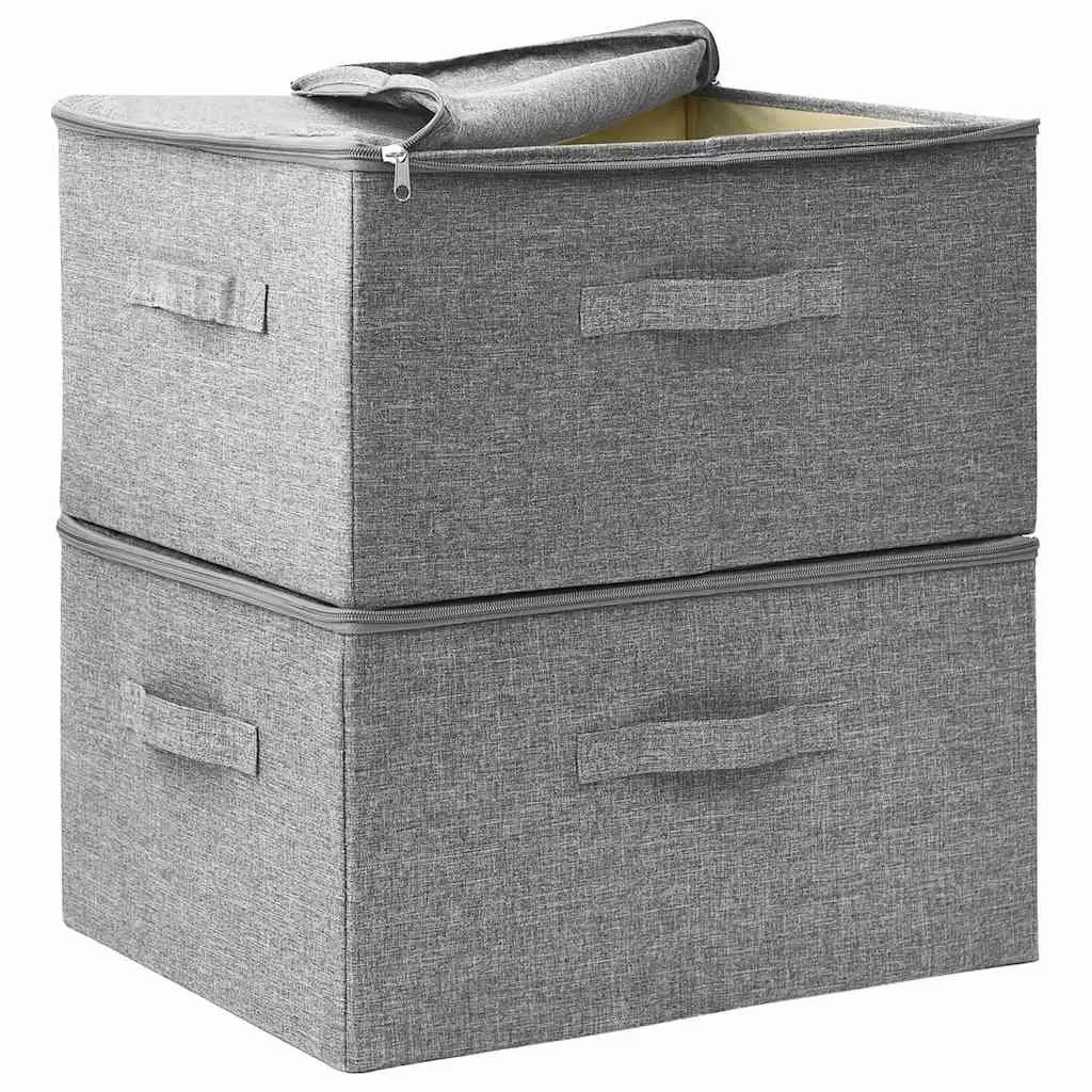 Foldable Fabric Storage Boxes Household Organiser 43x34x23 cm Grey 2 Piece