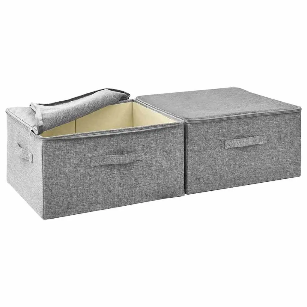 Foldable Fabric Storage Boxes Household Organiser 43x34x23 cm Grey 2 Piece