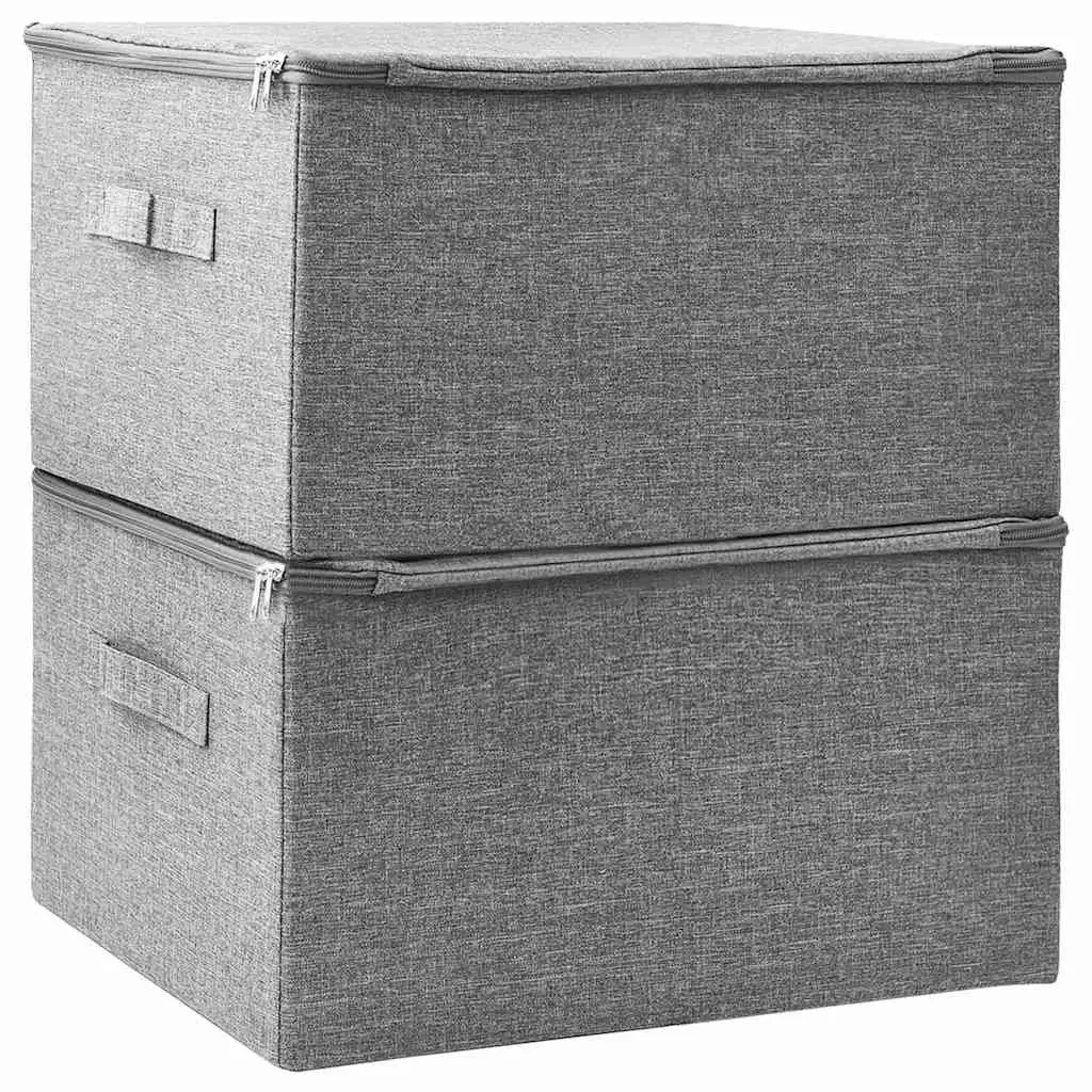 Foldable Fabric Storage Boxes Household Organiser 43x34x23 cm Grey 2 Piece