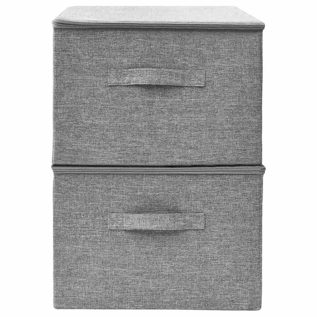 Foldable Fabric Storage Boxes Household Organiser 43x34x23 cm Grey 2 Piece