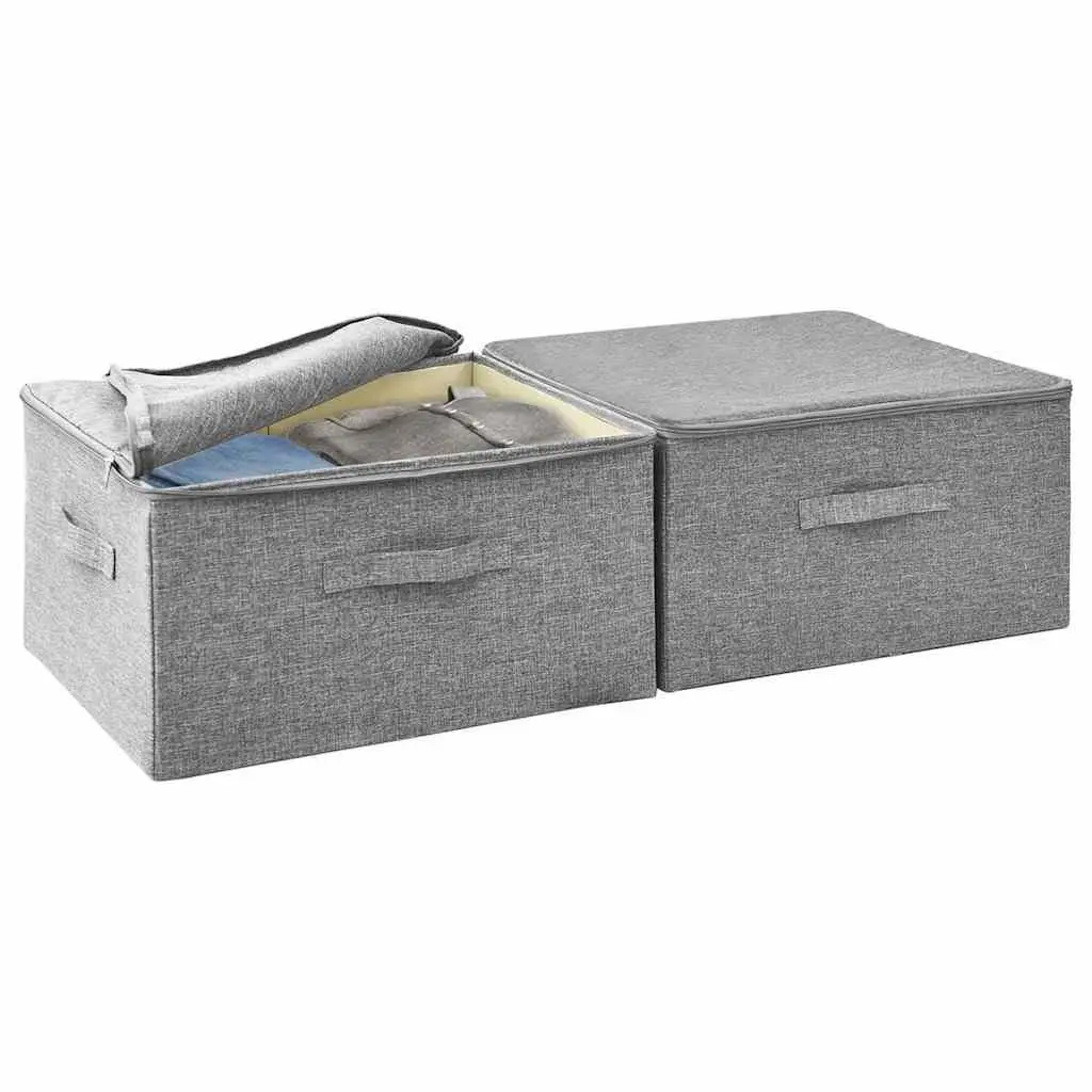 Foldable Fabric Storage Boxes Household Organiser 43x34x23 cm Grey 2 Piece