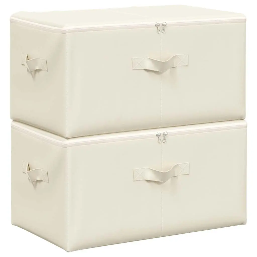 Fabric Storage Boxes Set 2 pcs Foldable Organiser 43x34x23cm Cream