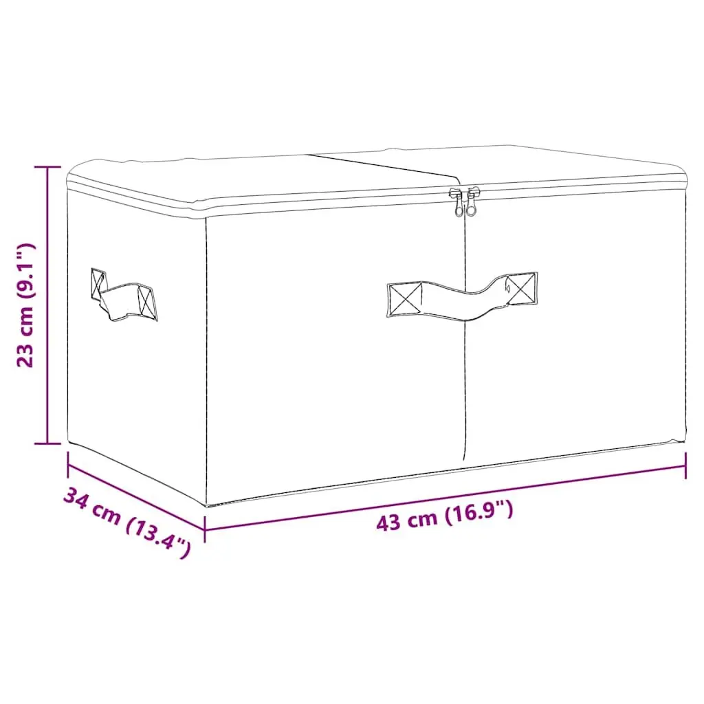 Fabric Storage Boxes Set 2 pcs Foldable Organiser 43x34x23cm Cream