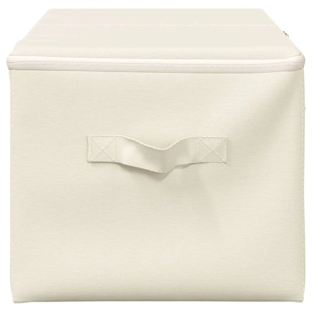 Fabric Storage Boxes Set 2 pcs Foldable Organiser 43x34x23cm Cream