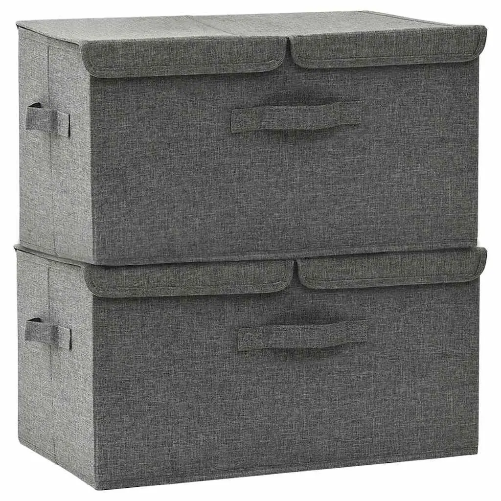 Storage Boxes Anthracite Non-Woven Fabric Folding Storage Cubes 2 Compartment