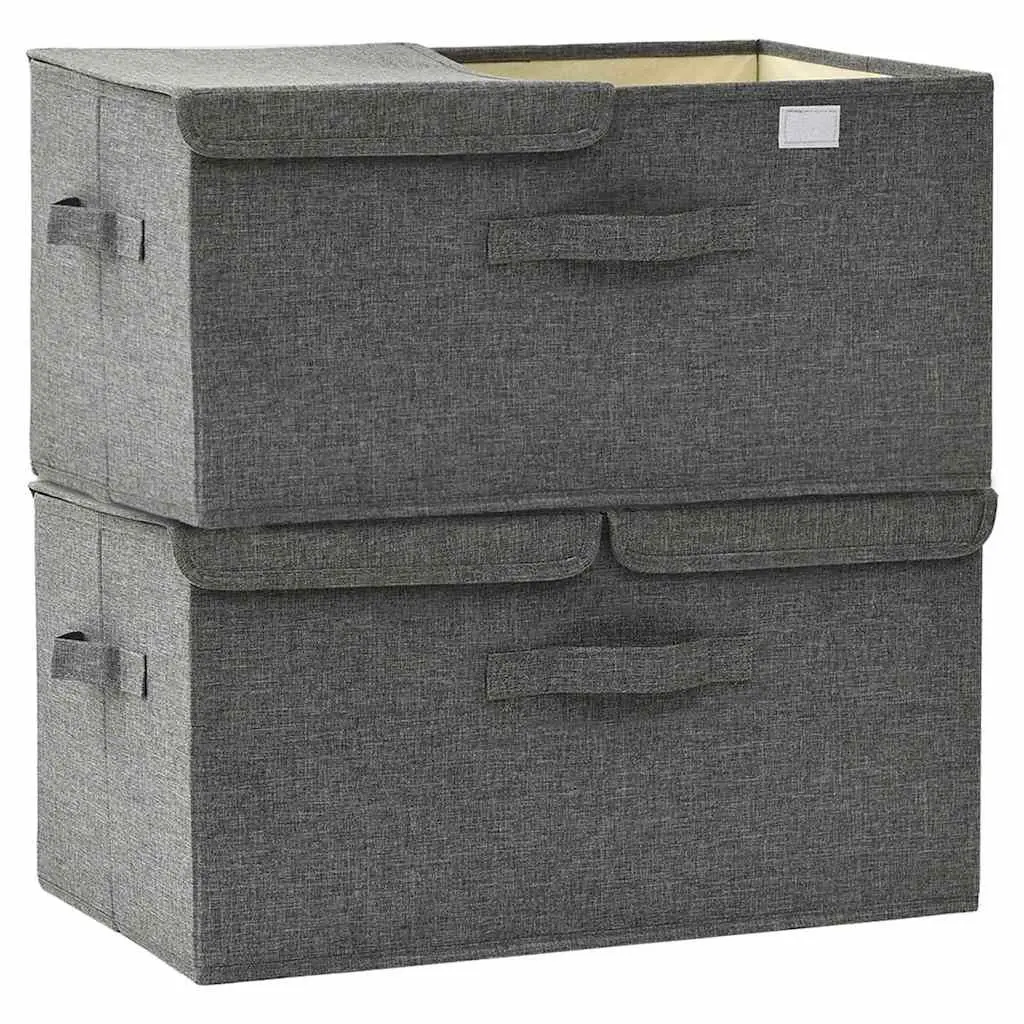 Storage Boxes Anthracite Non-Woven Fabric Folding Storage Cubes 2 Compartment