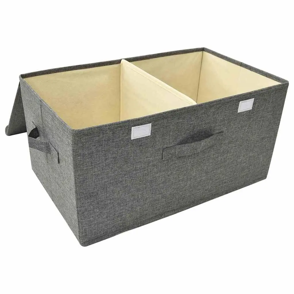 Storage Boxes Anthracite Non-Woven Fabric Folding Storage Cubes 2 Compartment