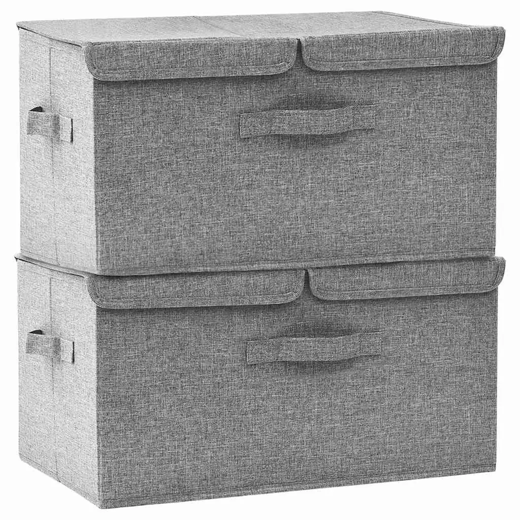 Storage Boxes Grey Non-Woven Fabric 2 Compartments Foldable Home Organiser