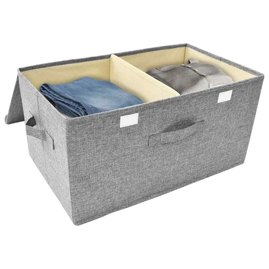 Storage Boxes Grey Non-Woven Fabric 2 Compartments Foldable Home Organiser