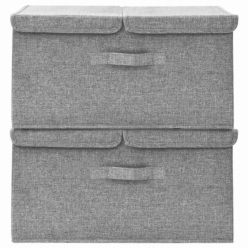 Storage Boxes Grey Non-Woven Fabric 2 Compartments Foldable Home Organiser