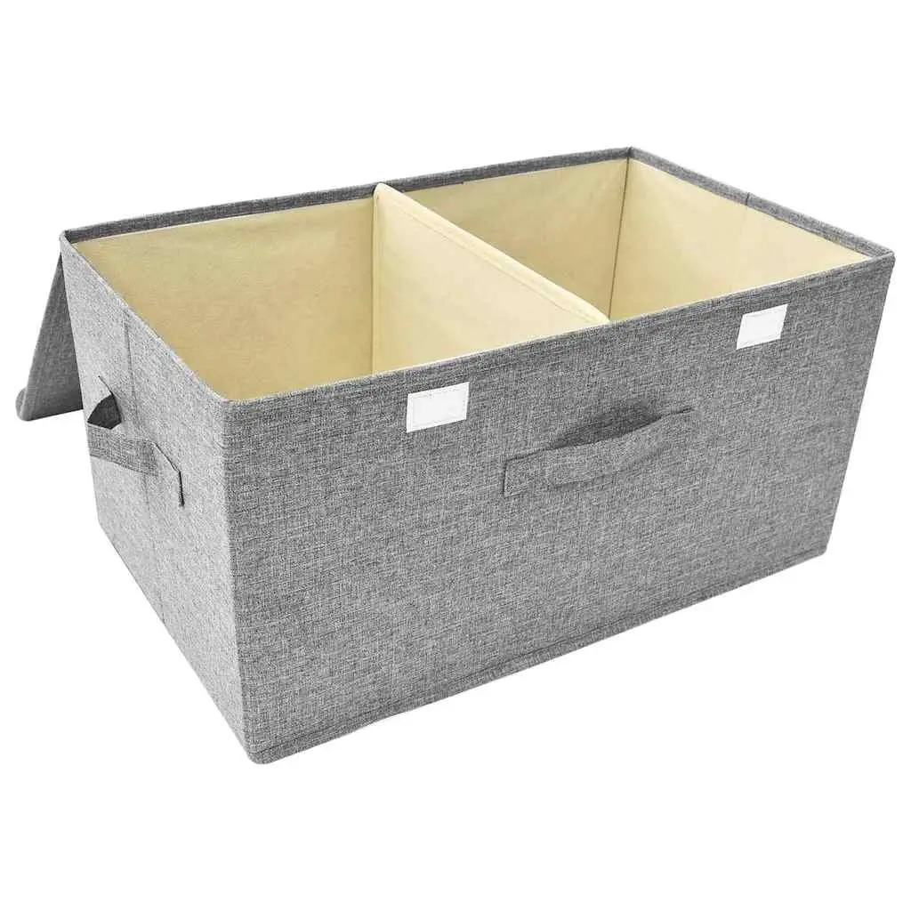 Storage Boxes Grey Non-Woven Fabric 2 Compartments Foldable Home Organiser