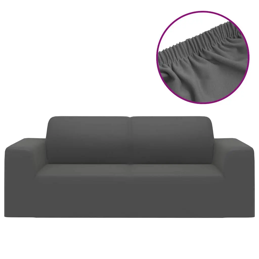 Couch Slipcover Stretch Polyester Jersey Anthracite 2-Seater Furniture