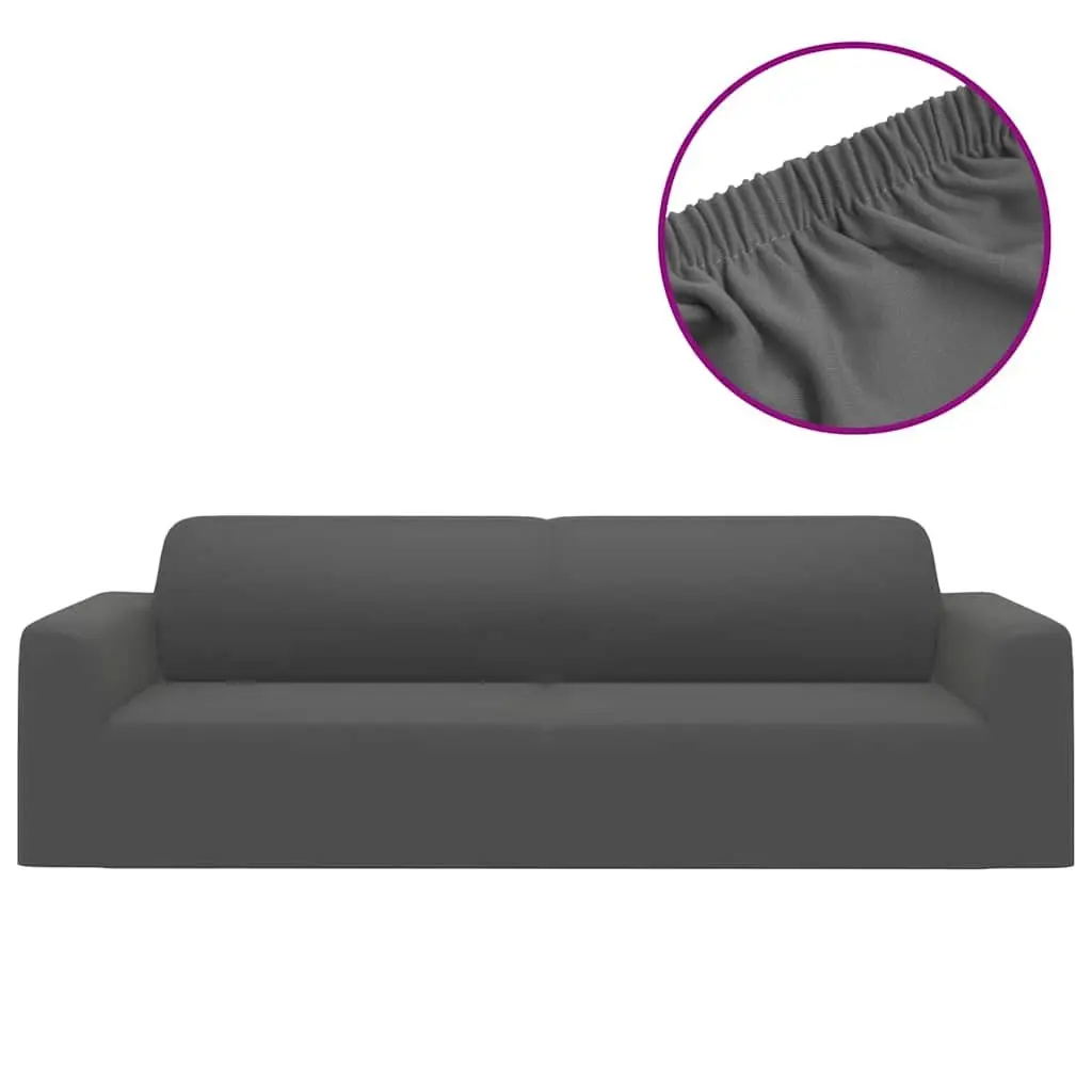 3-Seater Couch Slipcover Stretch Polyester Jersey Anthracite