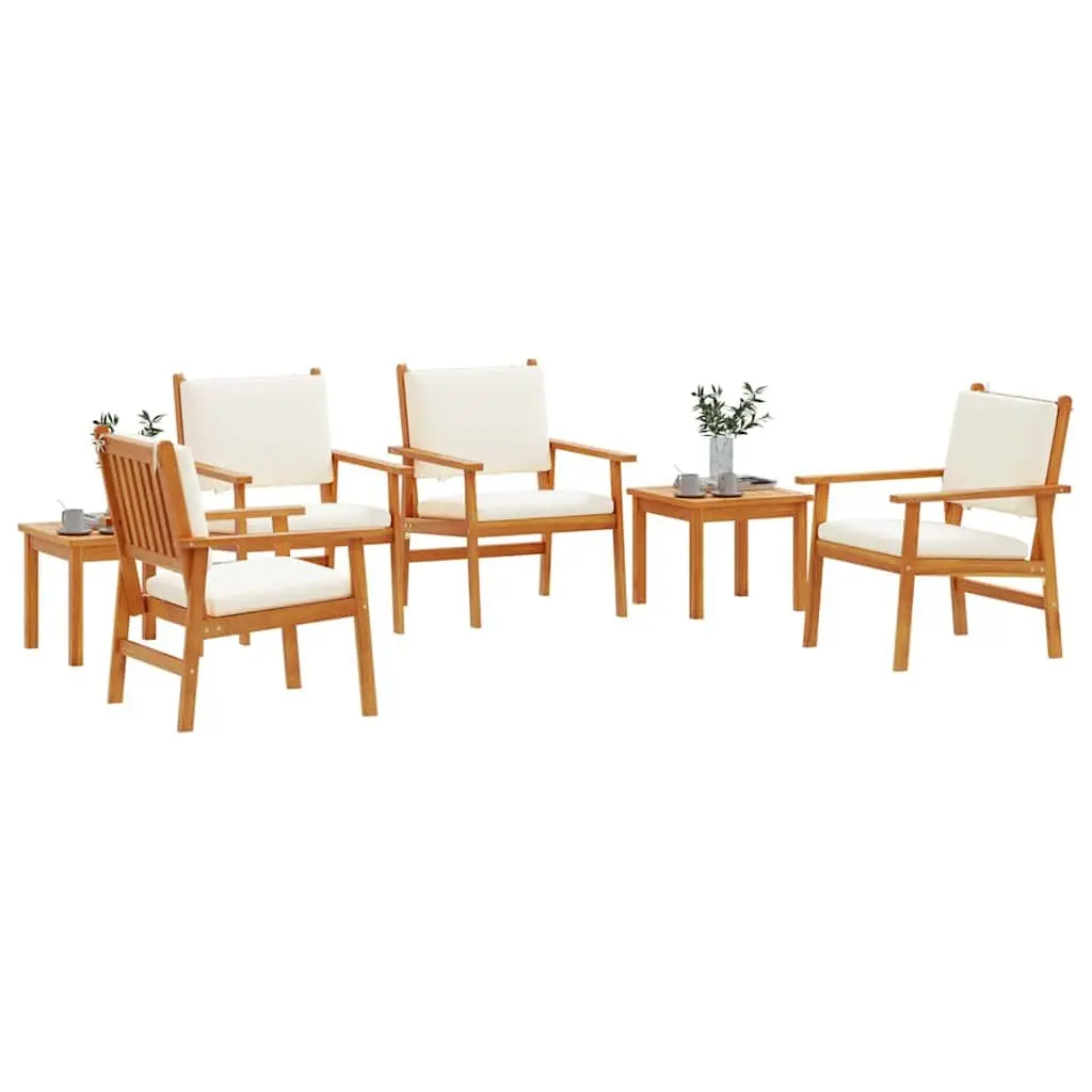 Garden Sofa Set 6 Piece Outdoor Seating Brown Wood Lounge Patio