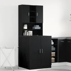 Versatile Black Oak Laundry Cabinet - Functional Design