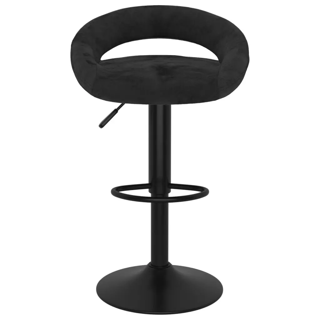 Bar Stools Adjustable Height Black Velvet 2 Piece with Footrest