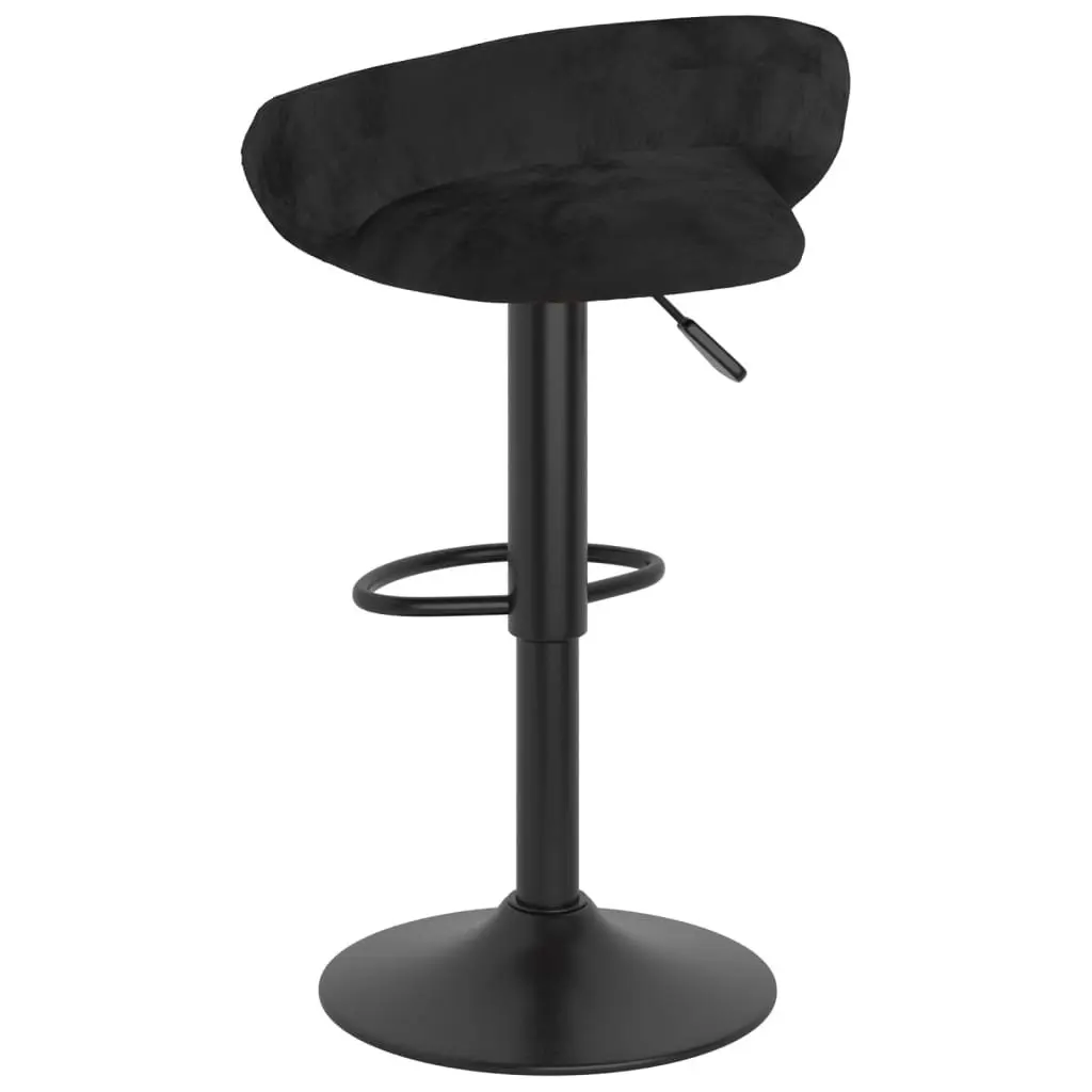 Bar Stools Adjustable Height Black Velvet 2 Piece with Footrest
