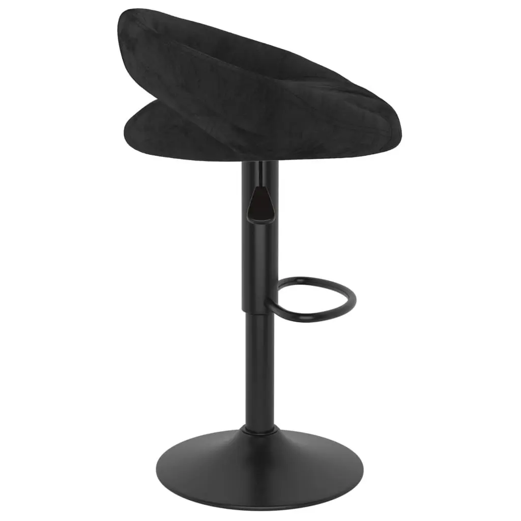 Bar Stools Adjustable Height Black Velvet 2 Piece with Footrest
