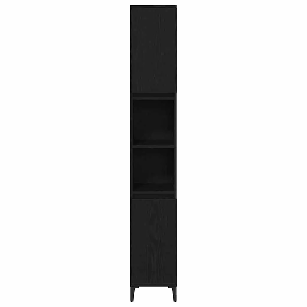 Bathroom Furniture Set Wall-mounted 3 pcs Black Engineered Wood Doors Storage