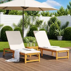 Durable Brown Acacia Sun Lounger Set of 2 for Comfort
