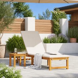 Sun Lounger Reclining Chair 2 pcs Brown Acacia Wood Outdoor Garden Patio Seating