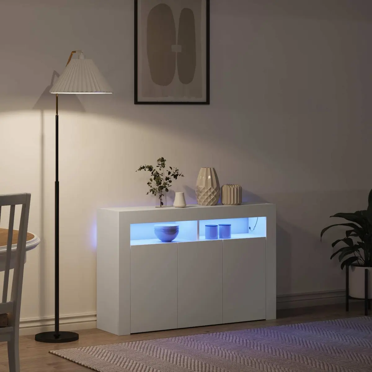 White Sideboard with Integrated LED Lighting