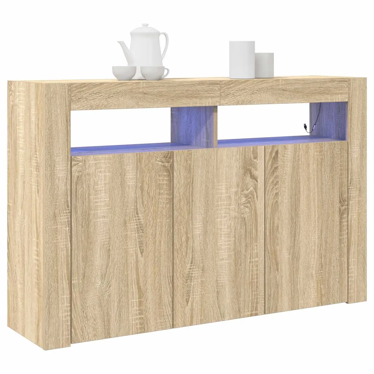 Sideboard Sonoma Oak 116x30x75cm Engineered Wood RGB LED Storage Cabinet