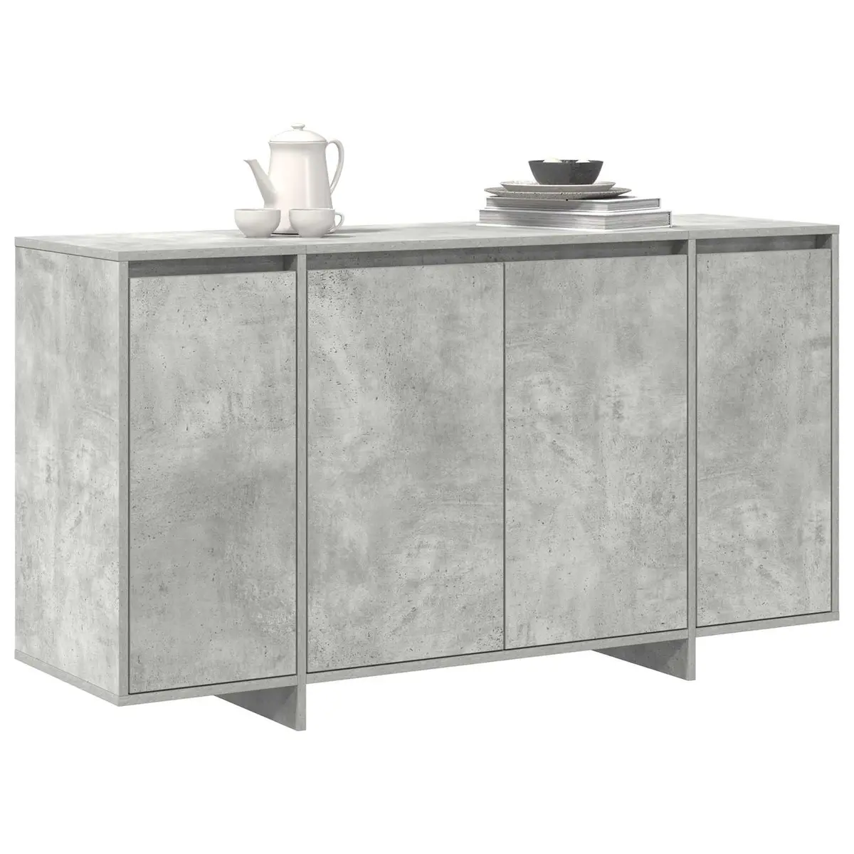 Sideboard Grey Storage Cabinet Engineered Wood Dining Room Furniture 135 x 41 x 75 cm