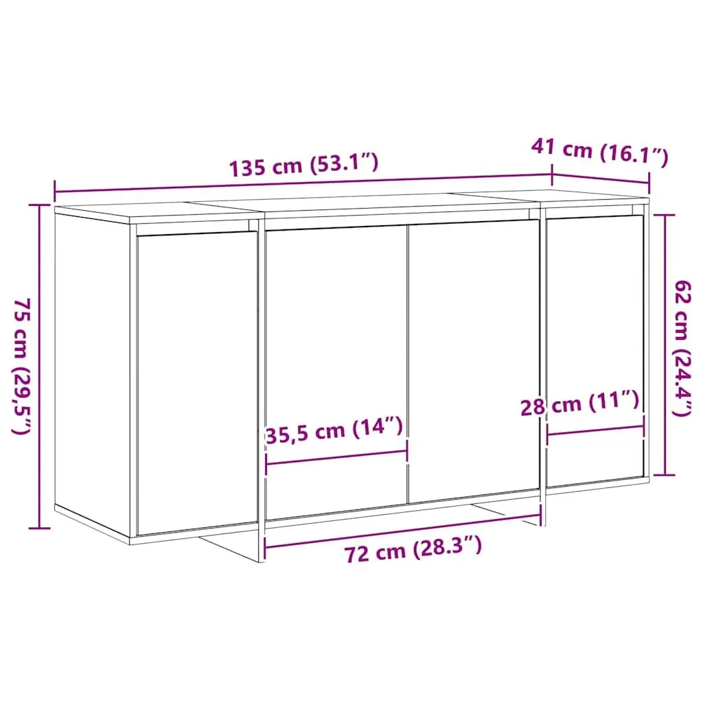 135cm Brown Sideboard with Ample Storage