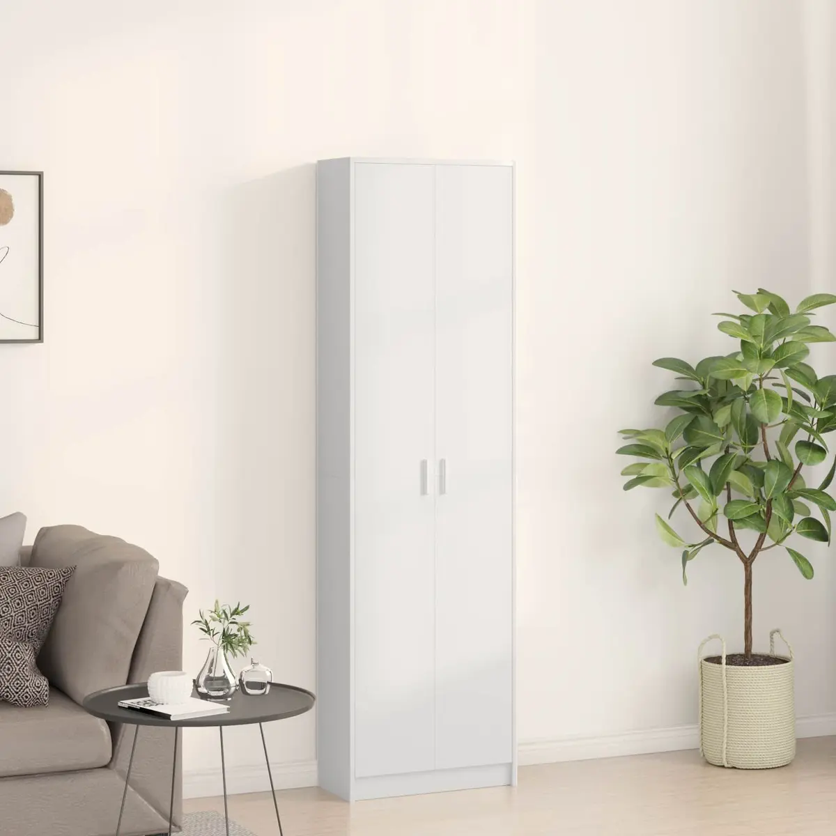 Wardrobe Storage Cabinet Hinge Doors 55x25x189cm White