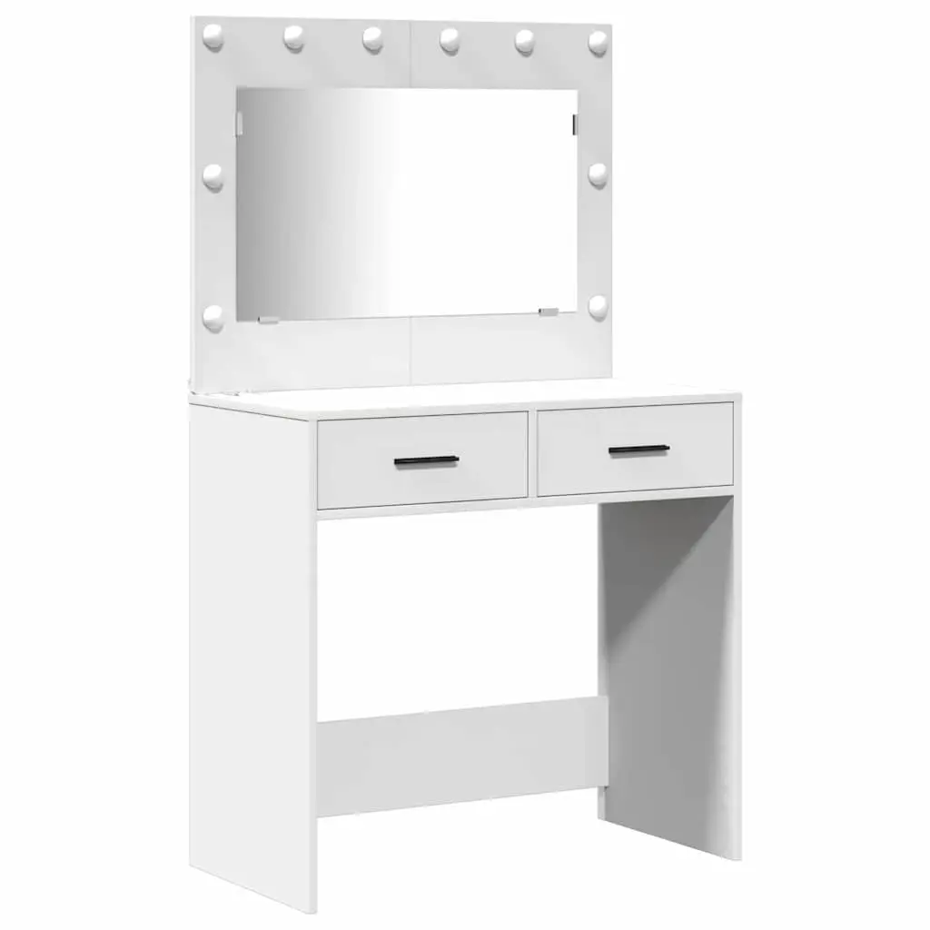 White Dressing Table Bedroom Vanity Unit Modern Storage Desk with LED Lights