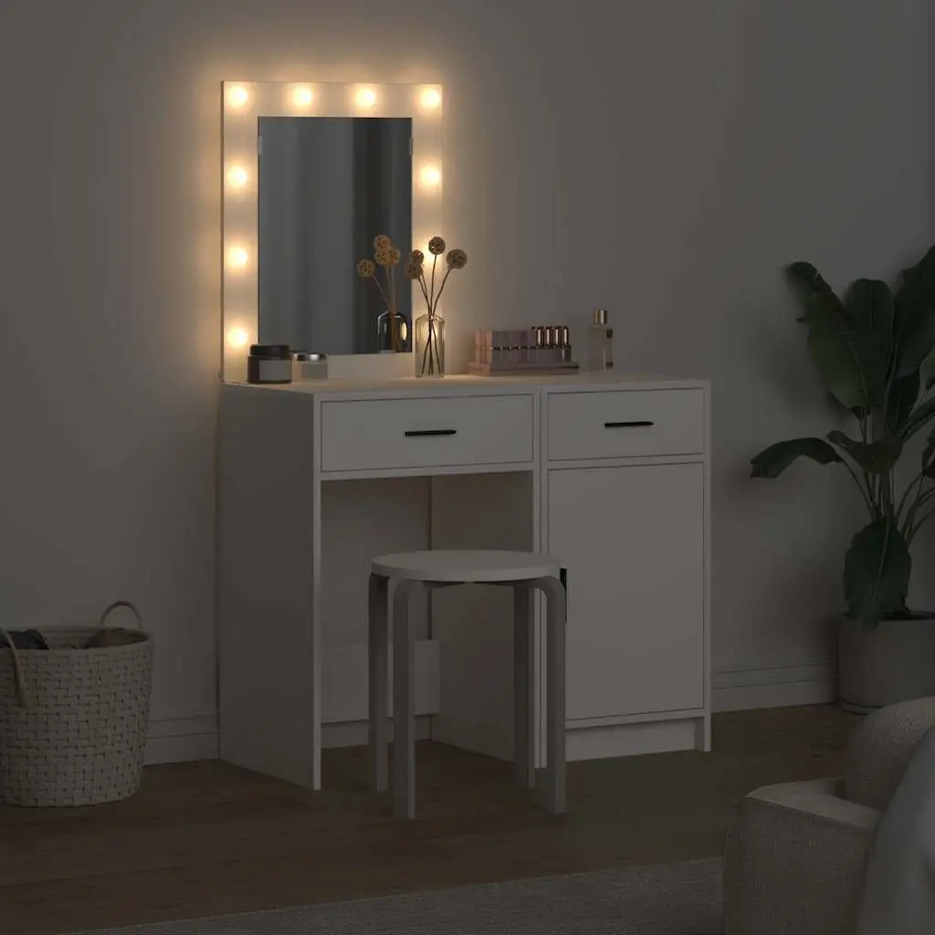 Dressing Table with Storage and LED Lighting