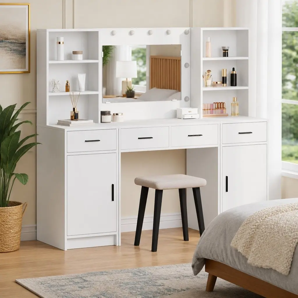 White Dressing Table with LED Mirror