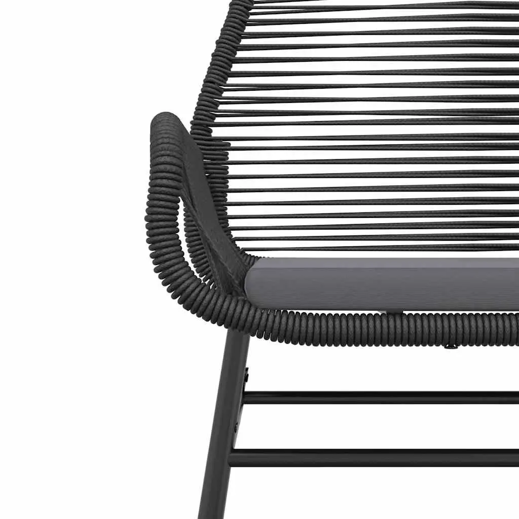 Garden Dining Set 3 Piece Outdoor Furniture Black Rattan Glass