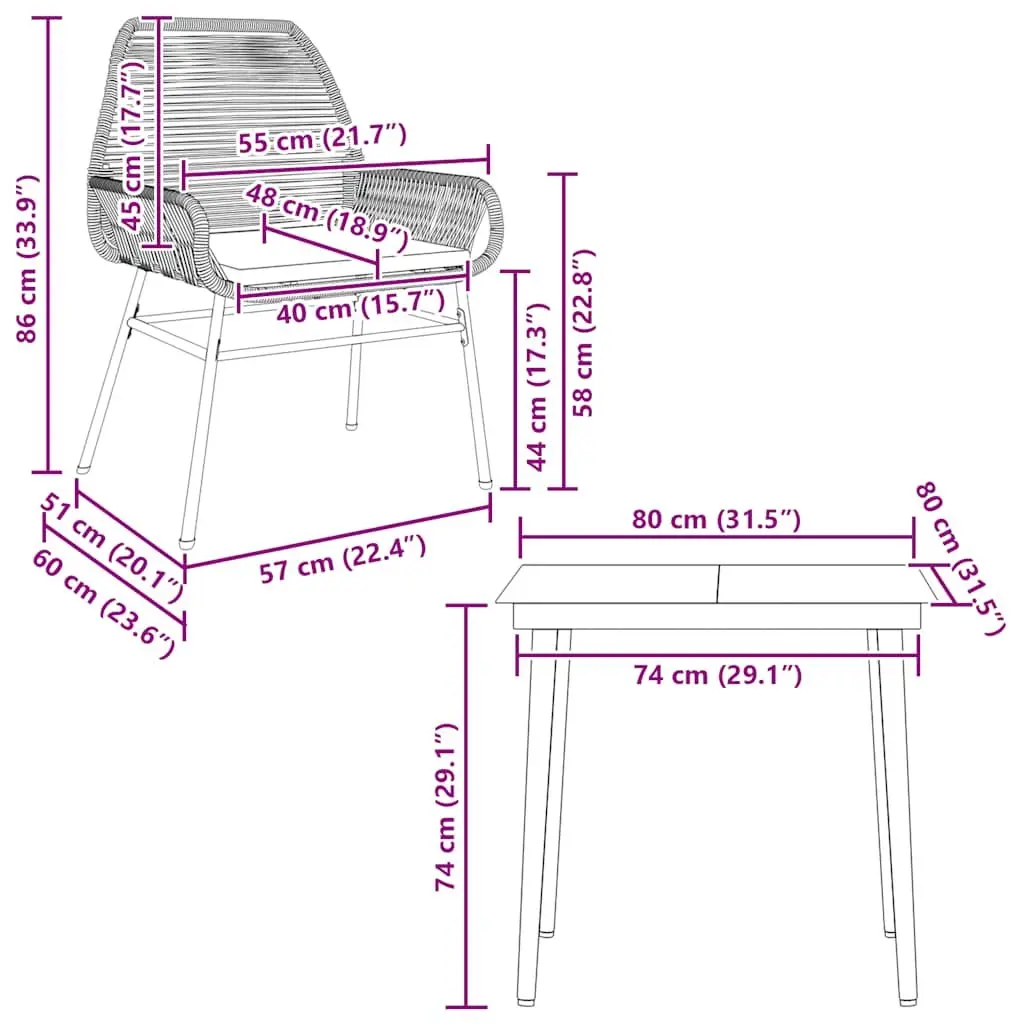 Garden Dining Set 3 Piece Outdoor Furniture Black Rattan Glass