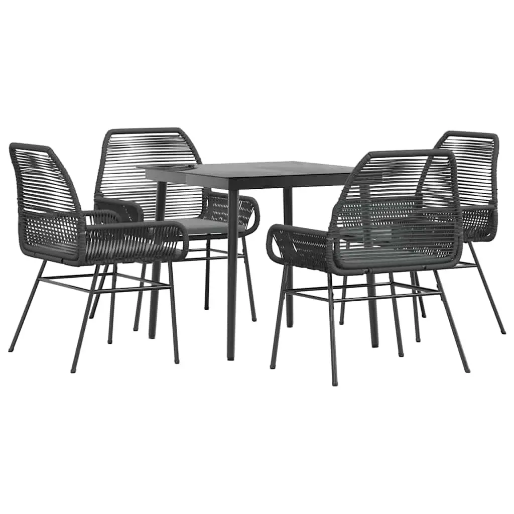 5-Piece Garden Dining Set with Cushions in Black