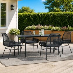 Reliable 5-Piece Black Outdoor Dining Set