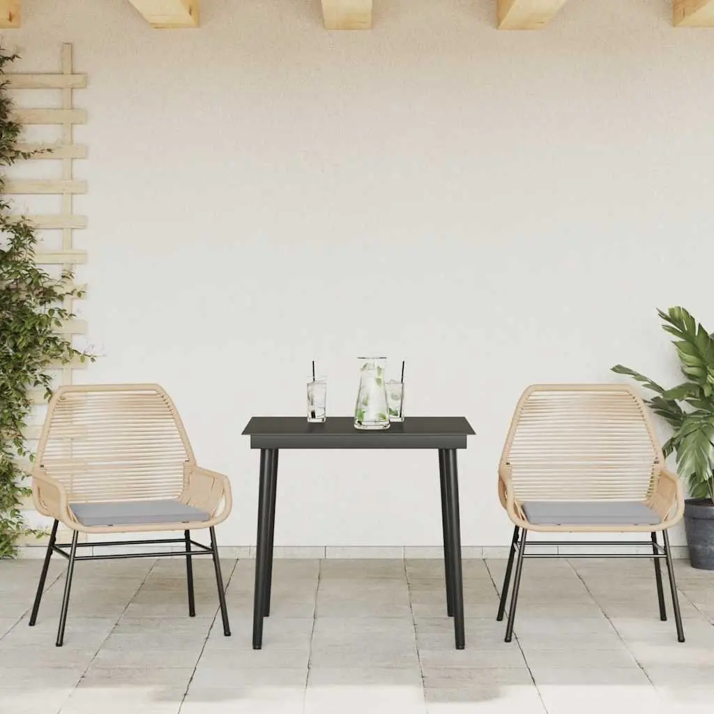 3 Piece Garden Dining Set Outdoor Patio Furniture Brown Poly Rattan Chairs Table