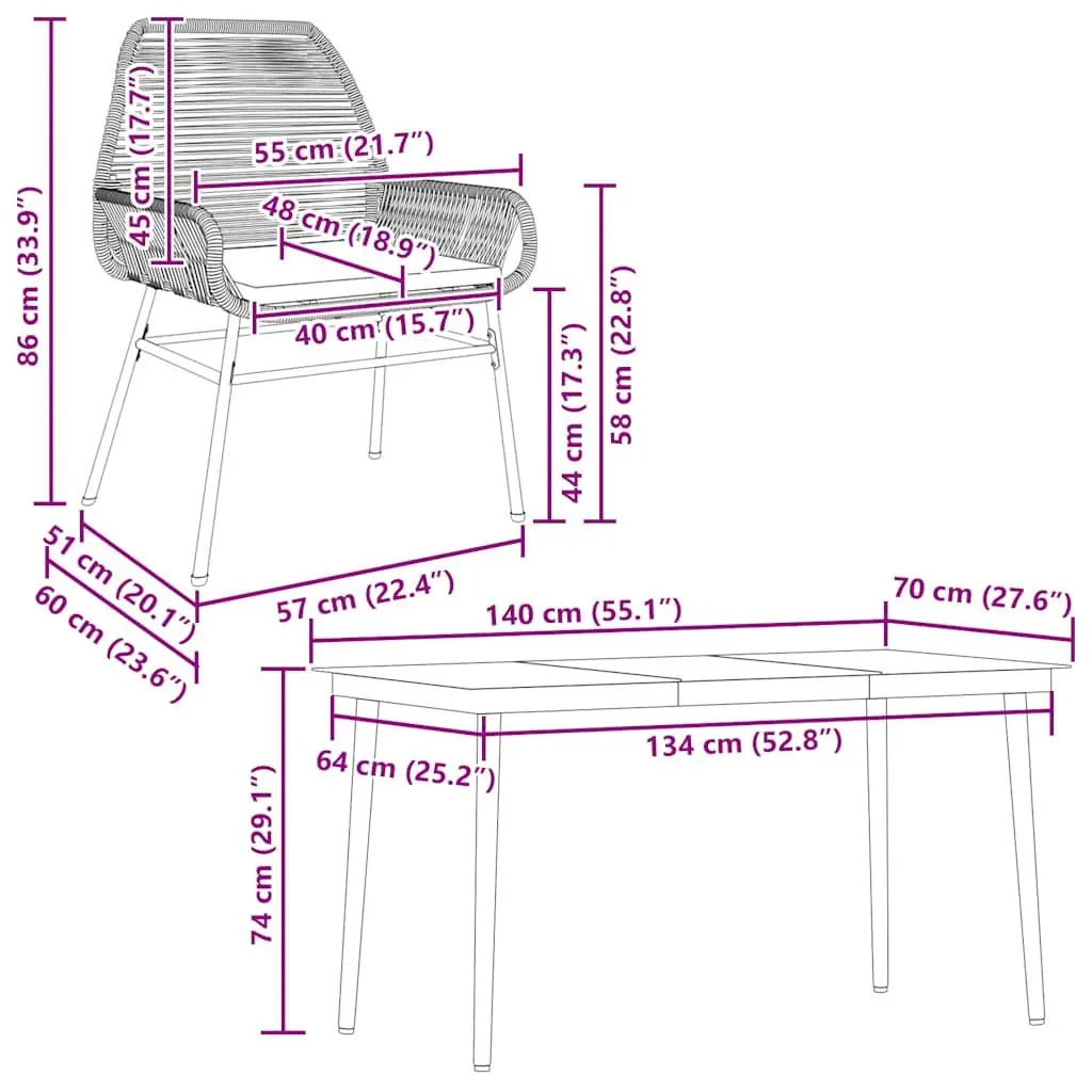5 Piece Garden Dining Set Outdoor Furniture Brown Poly Rattan Cushions