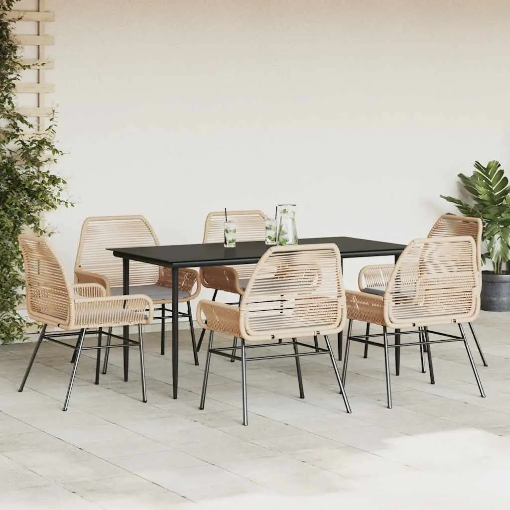 7 Piece Garden Dining Set Outdoor Furniture Patio Table Cushioned Brown