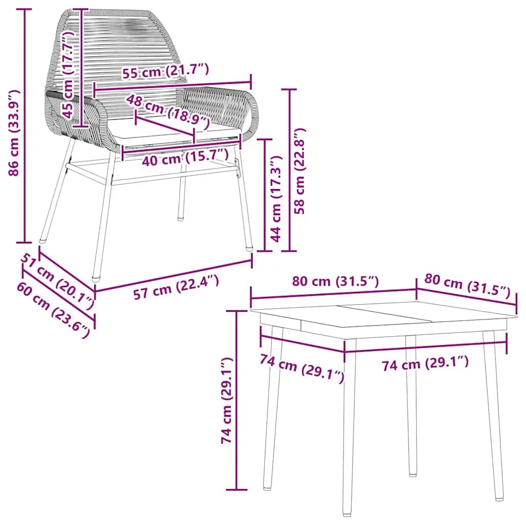 Outdoor Furniture Set 5 Piece Dining Table Chairs Grey Poly Rattan