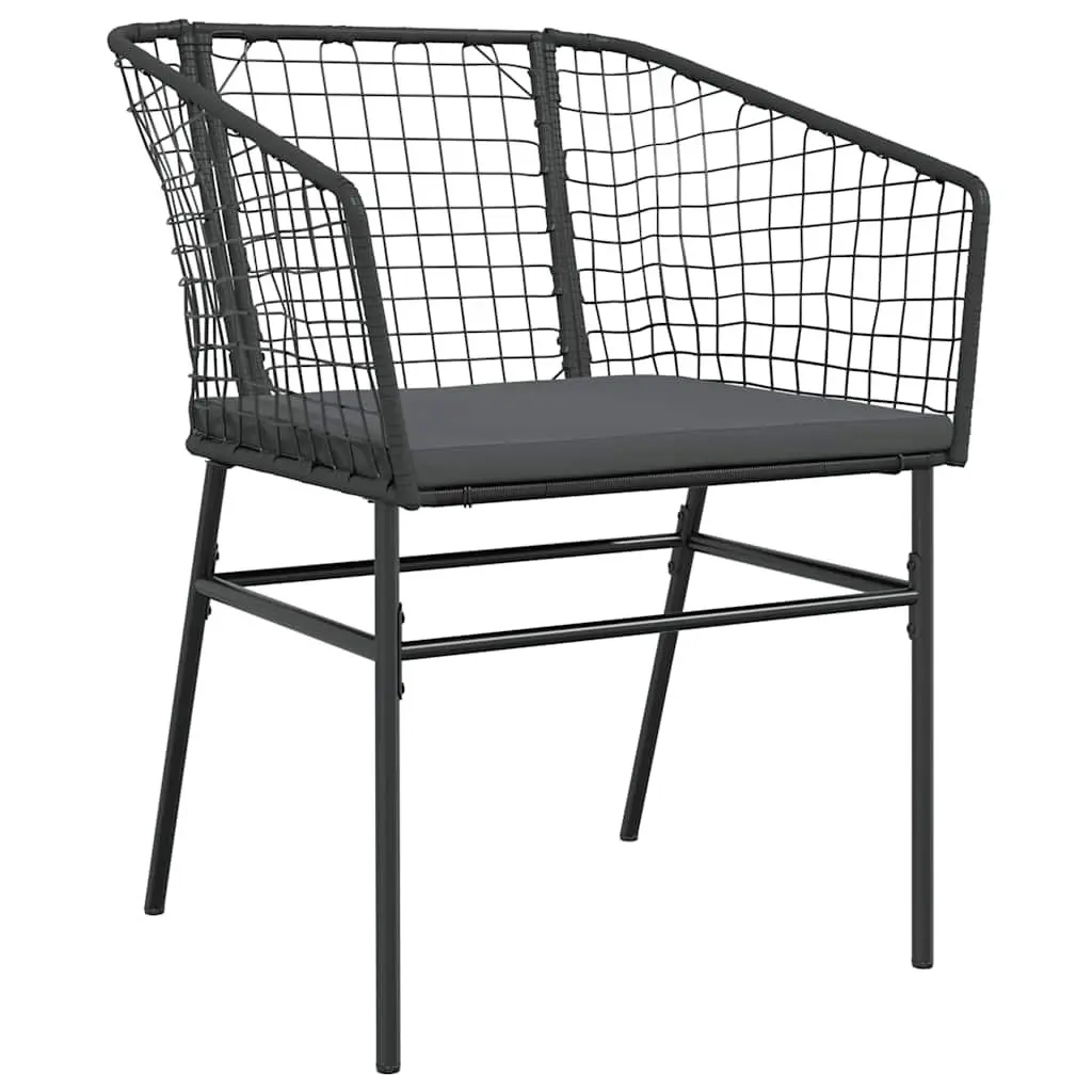 Outdoor Patio Furniture Set Black Poly Rattan Dining Table and Chairs with Cushions 5 Piece