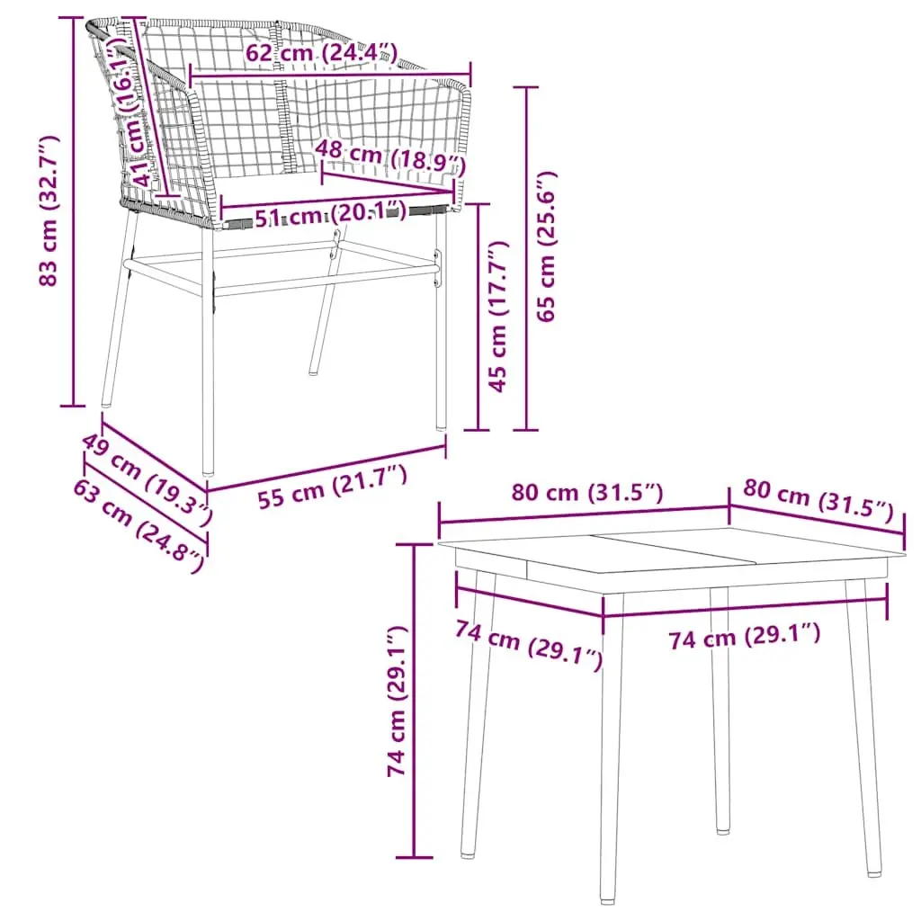 Outdoor Patio Furniture Set Black Poly Rattan Dining Table and Chairs with Cushions 5 Piece