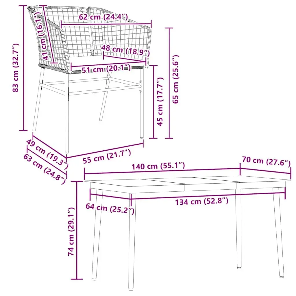 5-Piece Garden Dining Set for Comfort