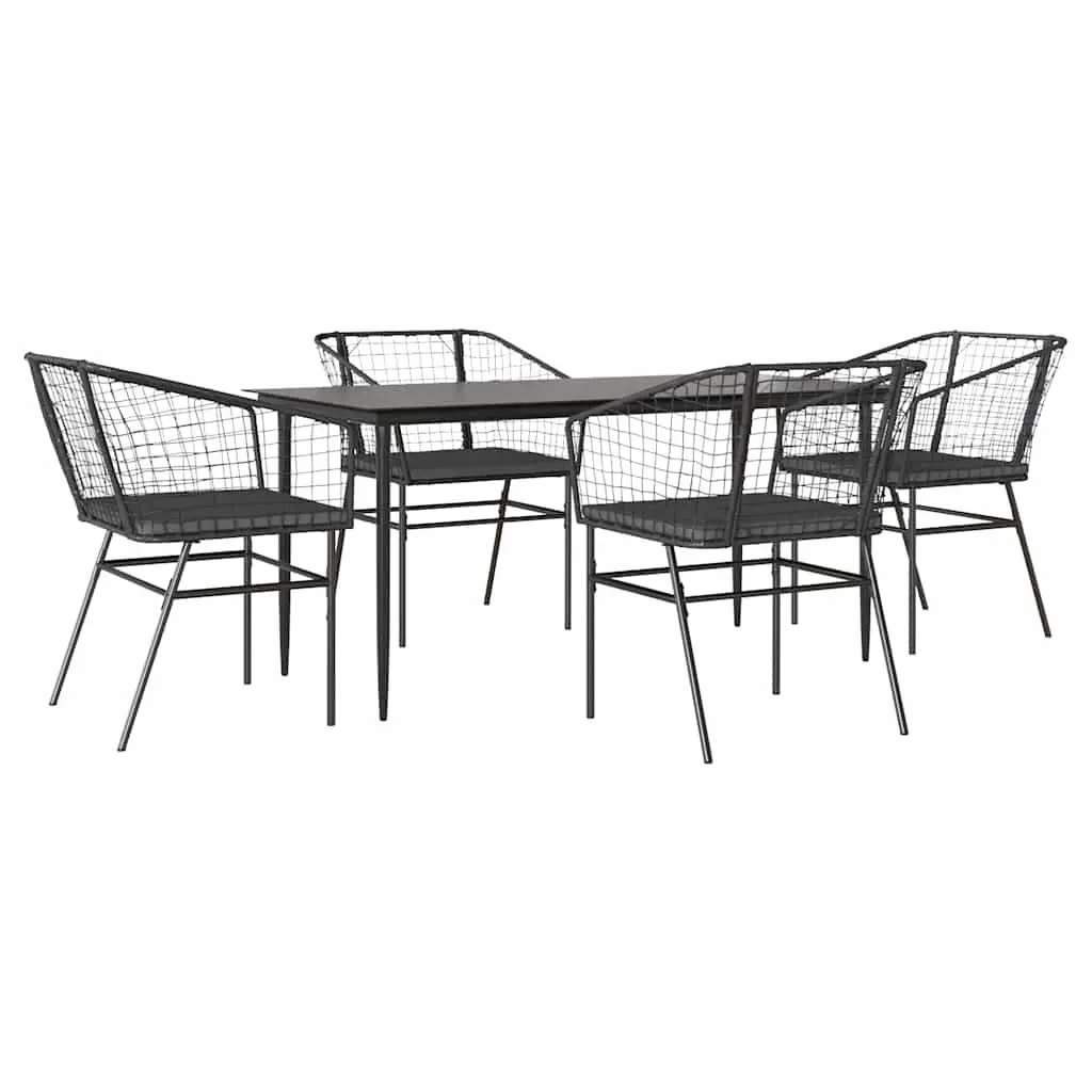 5 Piece Black Garden Dining Set