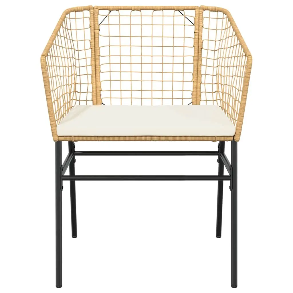 3 Piece Patio Dining Set Brown Poly Rattan Furniture with Glass Table for Outdoor Garden and Backyard