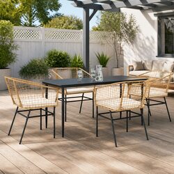 Comfortable Brown Poly Rattan Outdoor Dining Set