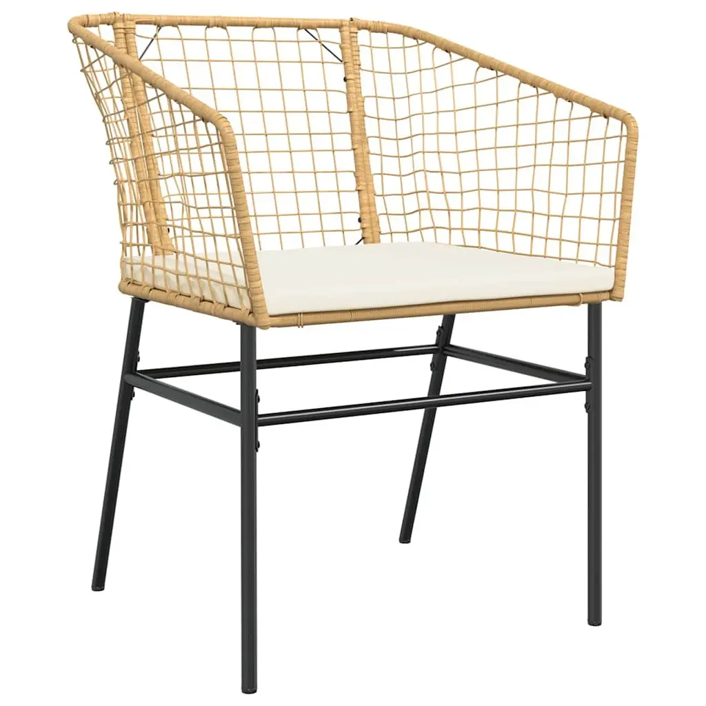 Outdoor Dining Set Brown Rattan 5 Piece Garden Furniture Steel Frame Glass Table Chairs