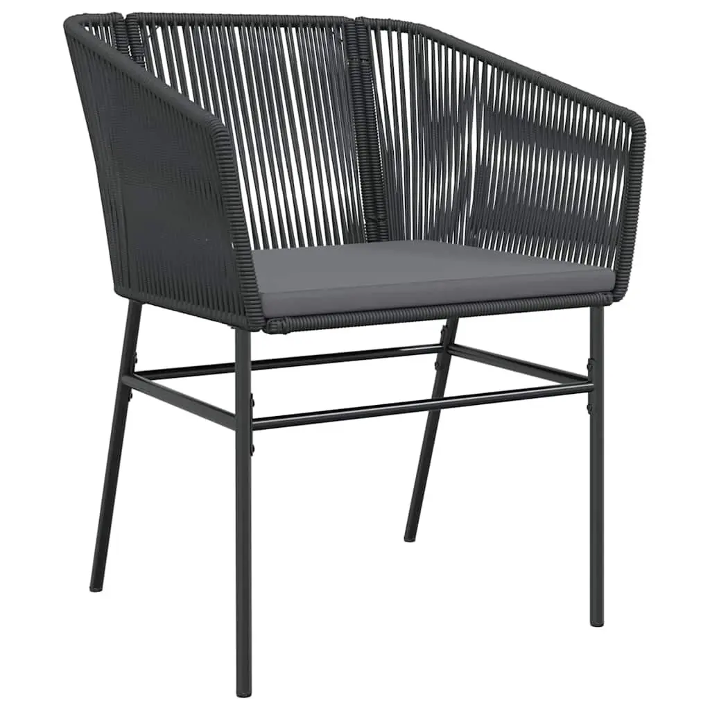 Outdoor Furniture Set 3 Piece Garden Dining Black Poly Rattan Table Glass Top