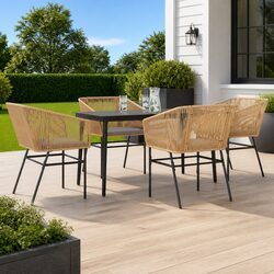 Affordable 5 Piece Brown Dining Set with Cushions